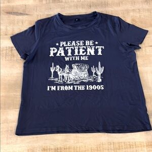 SHEIN Curve Graphic Funny Aging Navy Blue Shirt Tee 0XL